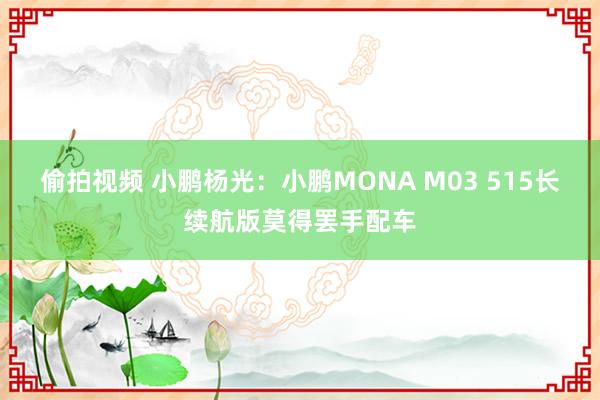 偷拍视频 小鹏杨光：小鹏MONA M03 515长续航版莫得罢手配车