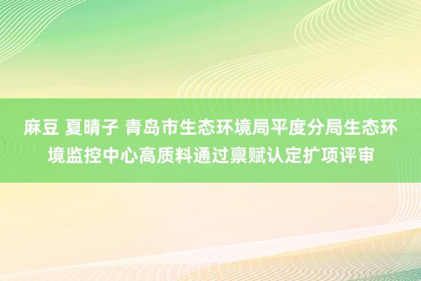 麻豆 夏晴子 青岛市生态环境局平度分局生态环境监控中心高质料通过禀赋认定扩项评审