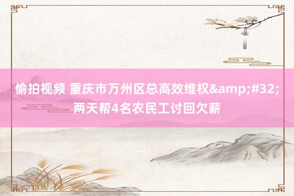 偷拍视频 重庆市万州区总高效维权&#32;两天帮4名农民工讨回欠薪