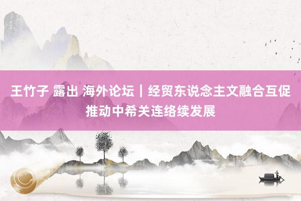 王竹子 露出 海外论坛｜经贸东说念主文融合互促推动中希关连络续发展