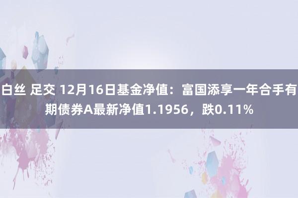 白丝 足交 12月16日基金净值：富国添享一年合手有期债券A最新净值1.1956，跌0.11%