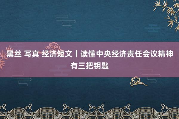 黑丝 写真 经济短文丨读懂中央经济责任会议精神有三把钥匙