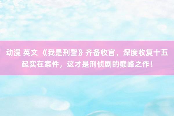 动漫 英文 《我是刑警》齐备收官，深度收复十五起实在案件，这才是刑侦剧的巅峰之作！