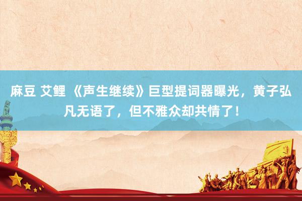 麻豆 艾鲤 《声生继续》巨型提词器曝光，黄子弘凡无语了，但不雅众却共情了！