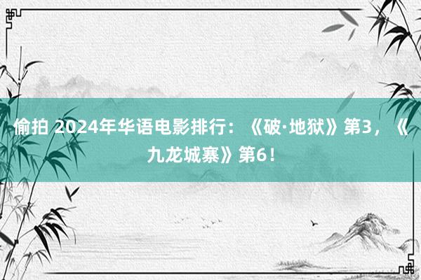 偷拍 2024年华语电影排行：《破·地狱》第3，《九龙城寨》第6！