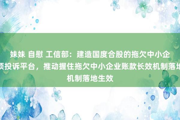 妹妹 自慰 工信部：建造国度合股的拖欠中小企业款项投诉平台，推动握住拖欠中小企业账款长效机制落地生效