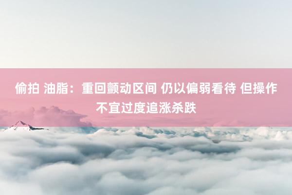 偷拍 油脂：重回颤动区间 仍以偏弱看待 但操作不宜过度追涨杀跌
