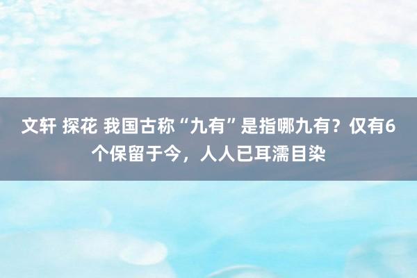 文轩 探花 我国古称“九有”是指哪九有？仅有6个保留于今，人人已耳濡目染