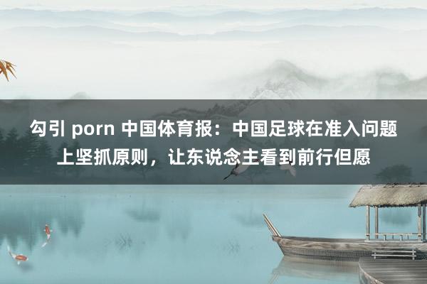 勾引 porn 中国体育报：中国足球在准入问题上坚抓原则，让东说念主看到前行但愿