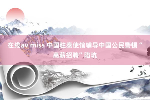 在线av miss 中国驻泰使馆辅导中国公民警惕“高薪招聘”陷坑