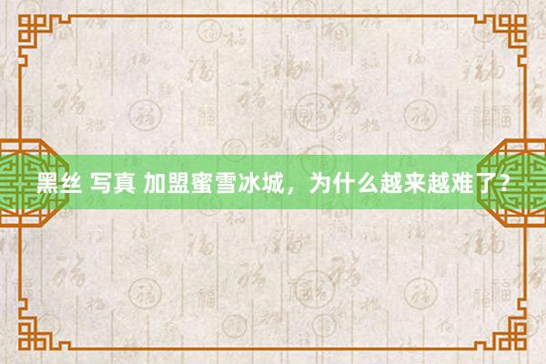 黑丝 写真 加盟蜜雪冰城，为什么越来越难了？