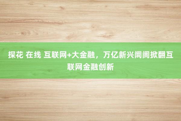 探花 在线 互联网+大金融，万亿新兴阛阓掀翻互联网金融创新