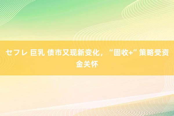 セフレ 巨乳 债市又现新变化，“固收+”策略受资金关怀