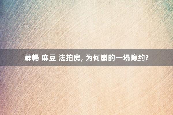 蘇暢 麻豆 法拍房， 为何崩的一塌隐约?