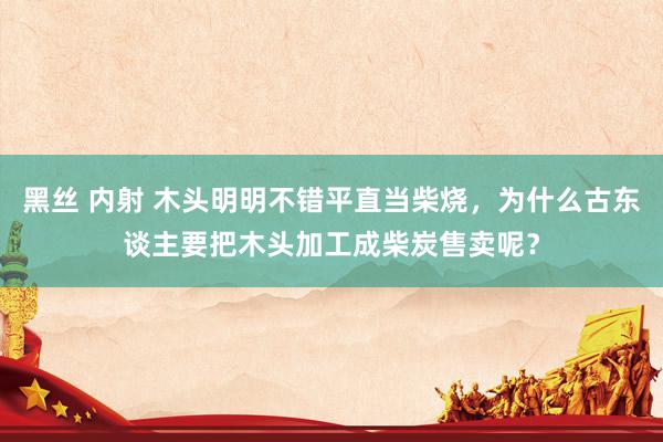 黑丝 内射 木头明明不错平直当柴烧，为什么古东谈主要把木头加工成柴炭售卖呢？