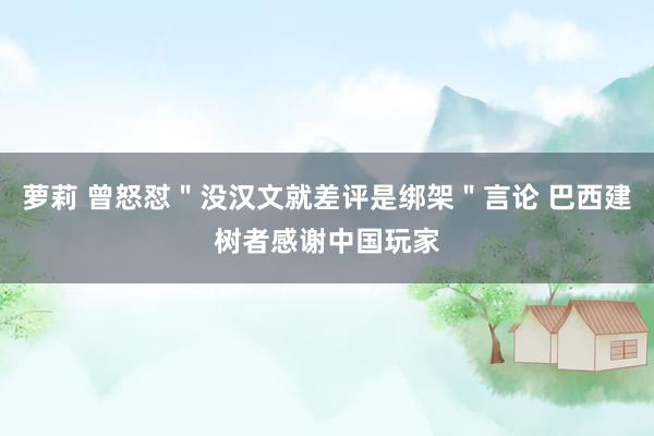 萝莉 曾怒怼＂没汉文就差评是绑架＂言论 巴西建树者感谢中国玩家
