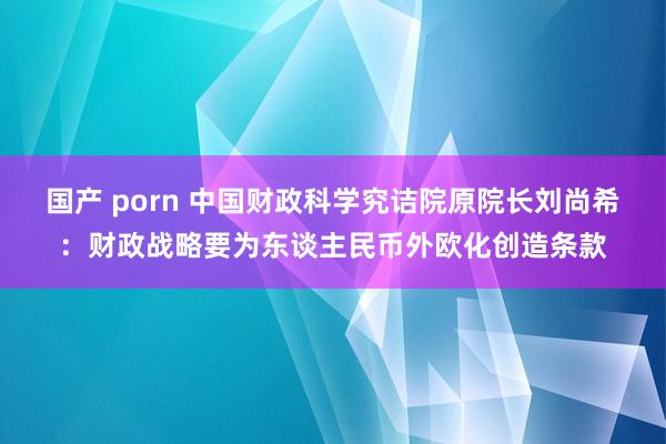 国产 porn 中国财政科学究诘院原院长刘尚希：财政战略要为东谈主民币外欧化创造条款