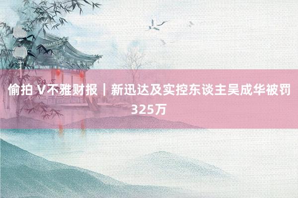 偷拍 V不雅财报｜新迅达及实控东谈主吴成华被罚325万