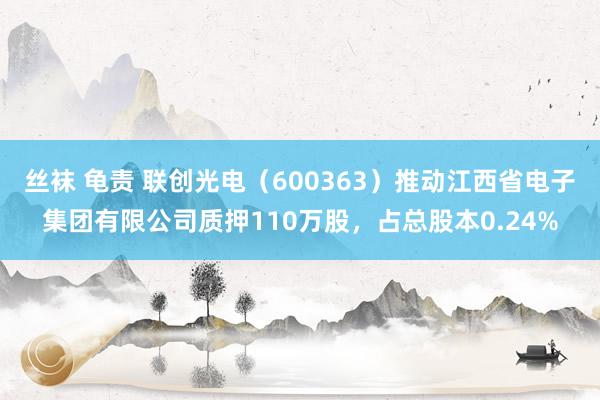 丝袜 龟责 联创光电（600363）推动江西省电子集团有限公司质押110万股，占总股本0.24%