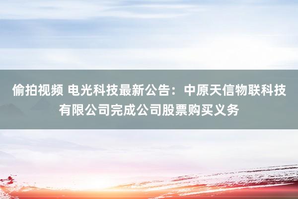偷拍视频 电光科技最新公告：中原天信物联科技有限公司完成公司股票购买义务