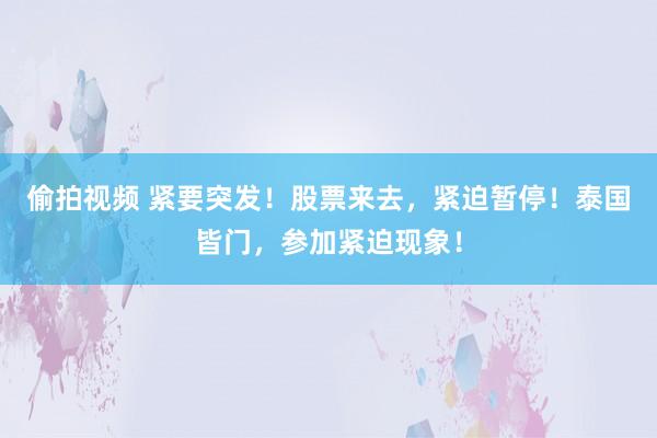 偷拍视频 紧要突发！股票来去，紧迫暂停！泰国皆门，参加紧迫现象！