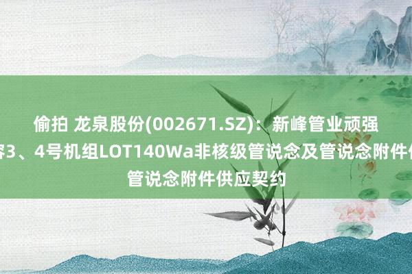 偷拍 龙泉股份(002671.SZ)：新峰管业顽强三澳面容3、4号机组LOT140Wa非核级管说念及管说念附件供应契约