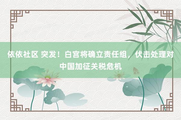 依依社区 突发！白宫将确立责任组，伏击处理对中国加征关税危机