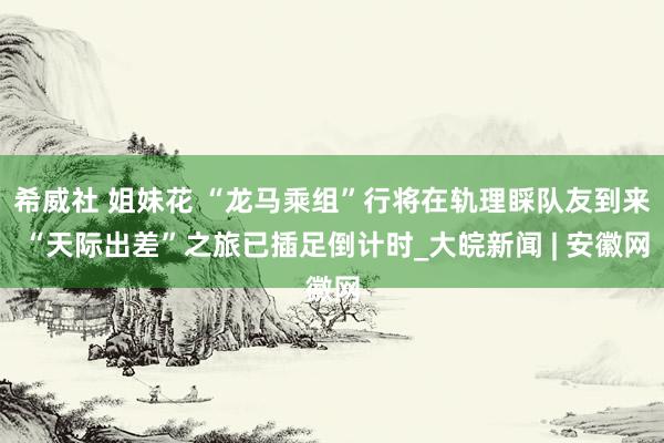 希威社 姐妹花 “龙马乘组”行将在轨理睬队友到来 “天际出差”之旅已插足倒计时_大皖新闻 | 安徽网