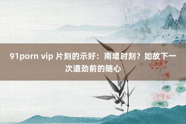91porn vip 片刻的示好：南墙时刻？如故下一次遒劲前的随心